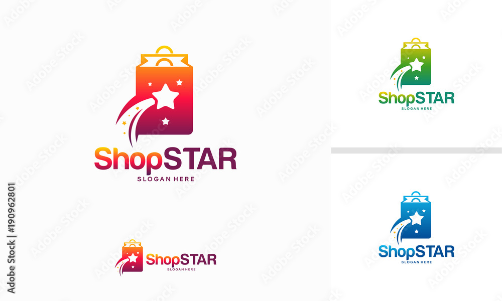 Shop Star logo designs concept, Elite Shopping logo template vector