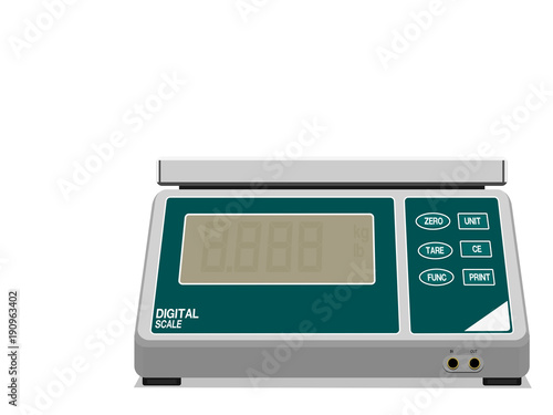 Digital weight scale on transparent background 