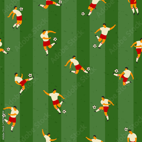 Soccer players. Vector seamless pattern.