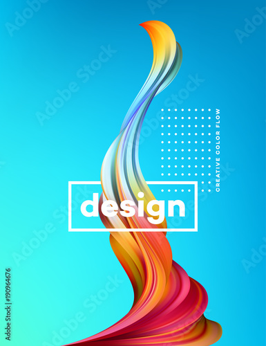 Modern colorful flow poster. Wave Liquid shape in blue color background. Art ...