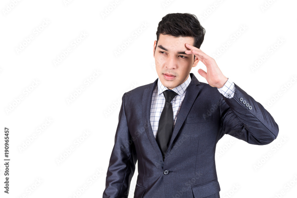Businessman in black suit standing isolated on white background Businessman in black suit standing isolated on white background