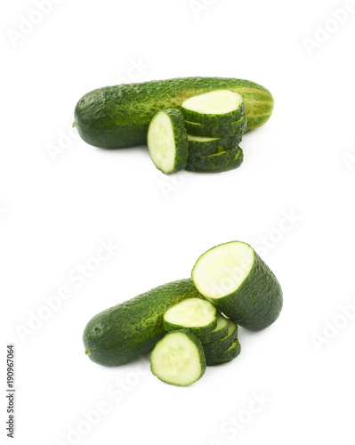 Sliced fresh cucumber isolated