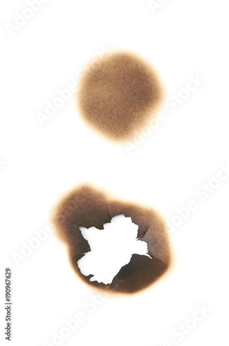 Paper burn mark stain isolated