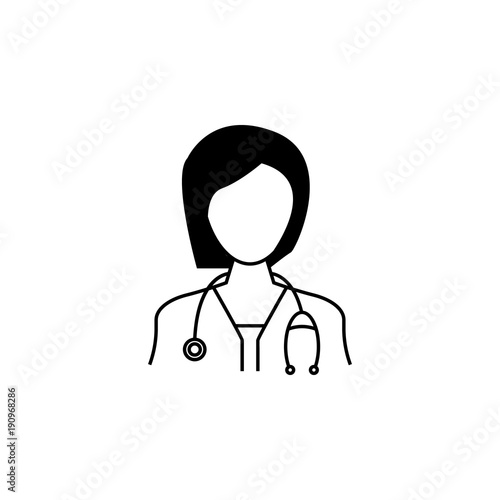female doctor icon. Avatar element of professions for mobile concept and web apps. Thin line  icon for website design and development, app development. Premium icon