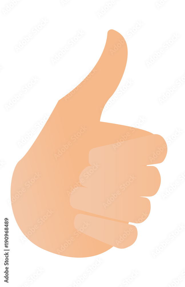 Human hand with thumb up vector cartoon illustration isolated on white background