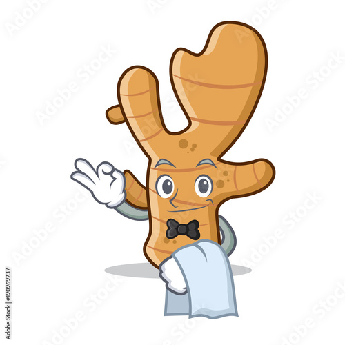 Waiter ginger mascot cartoon style