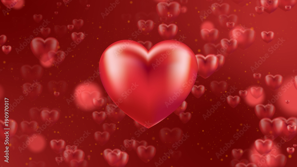 The red heart background for valentine's day.