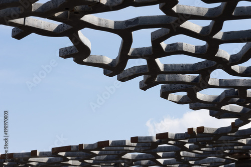 An Opening in Concrete Latticework in the Museum of European and Mediterranean Civilizations in Marseilles France