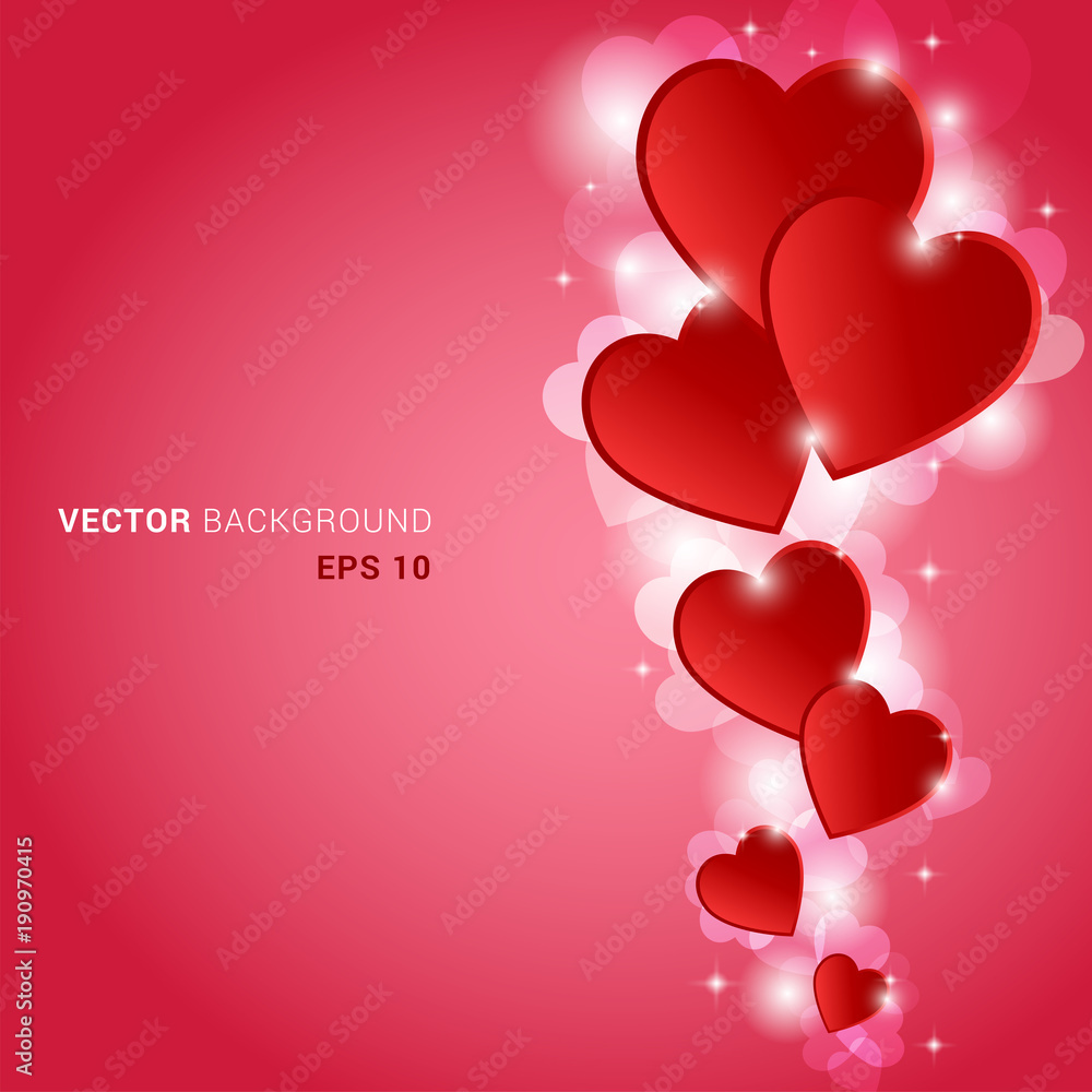 abstract background with red love hearts. happy valentine day concept. vector illustration.