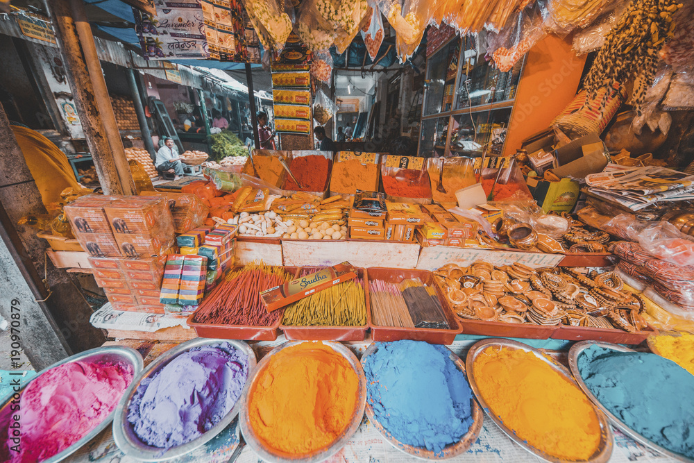 Obst, Gemüse und Gewürze Basar in Indien Obst, Gemüse und Gewürze Basar in Indien