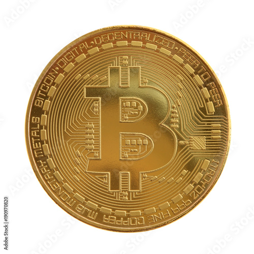 Wallpaper Mural Golden bitcoin isolated on white background Torontodigital.ca