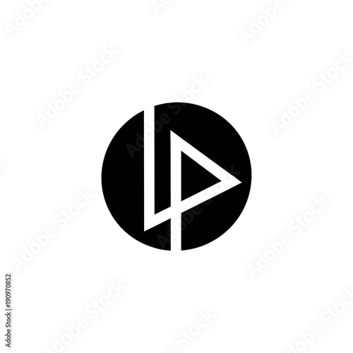 art of letter lp in a black circle logo vector