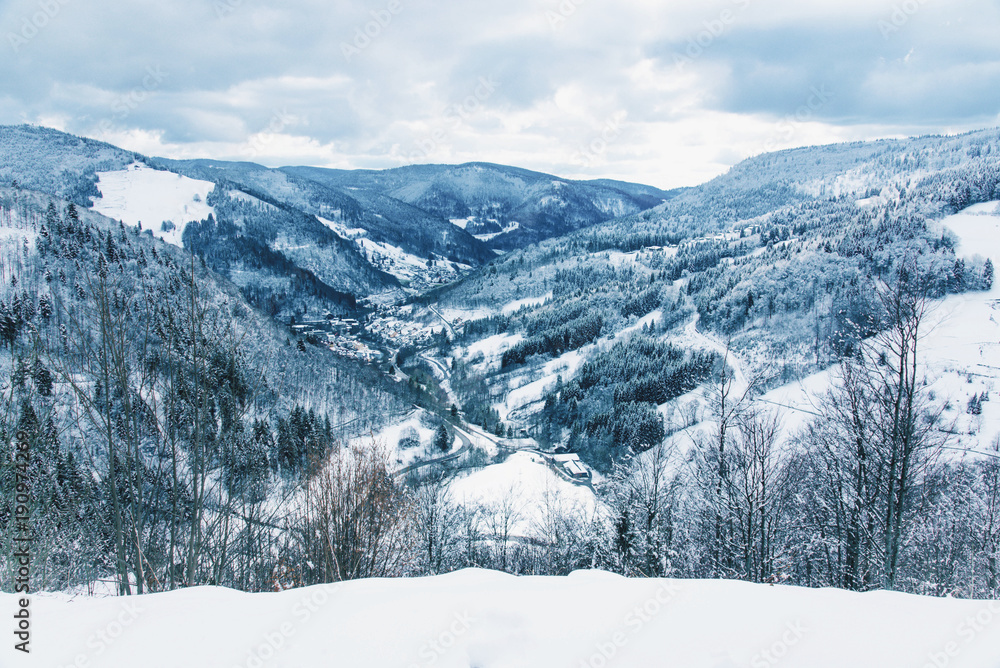 Fototapeta premium Winter landscape in the mountains.