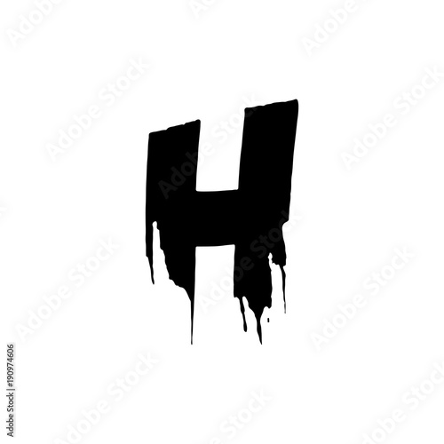 Letter A. Handwritten by dry brush. Rough strokes font. Vector illustration. Grunge style elegant alphabet.