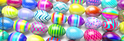 Colorful easter eggs 3d illustration