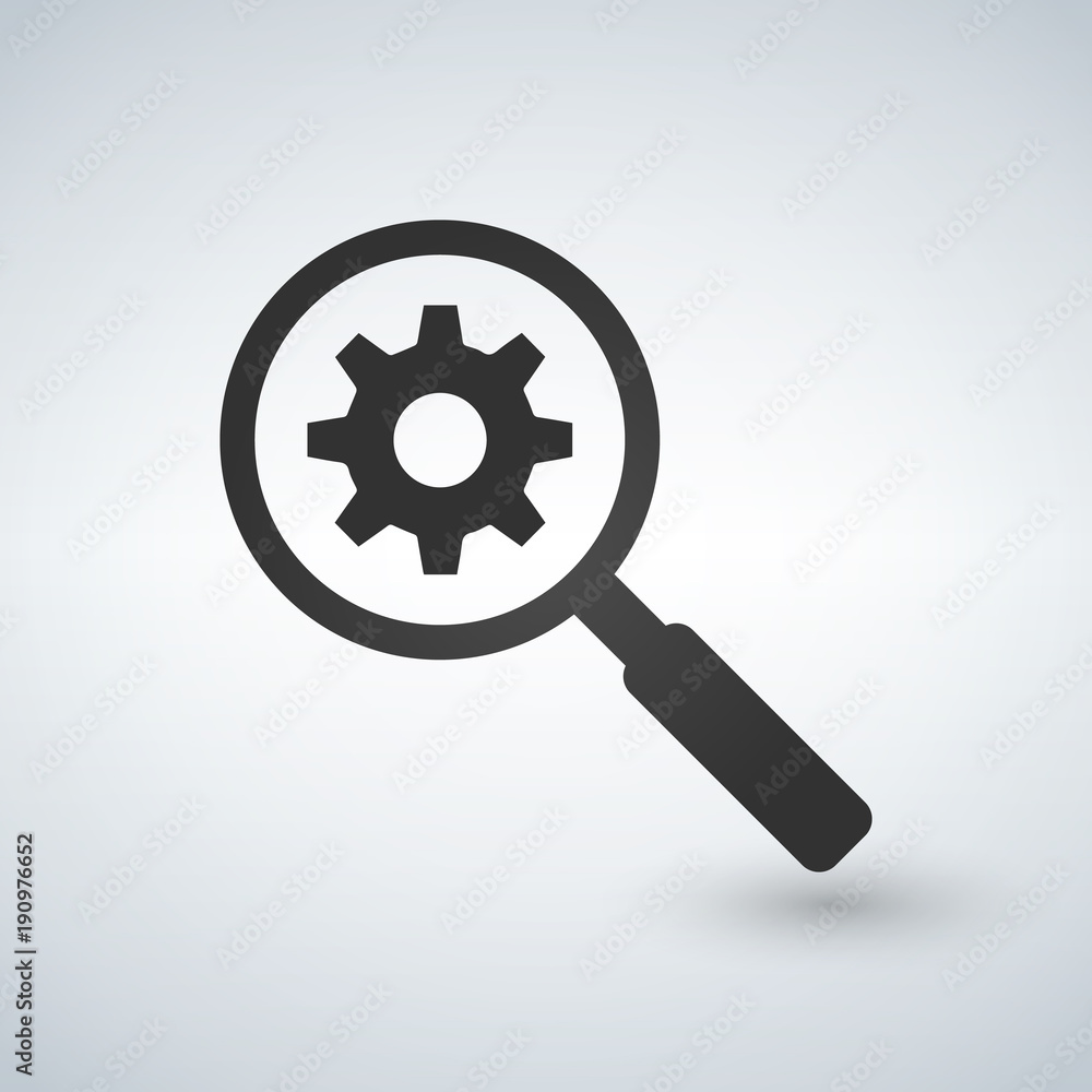 Search Gears Tool vector pictogram. Illustration isolated on white background.