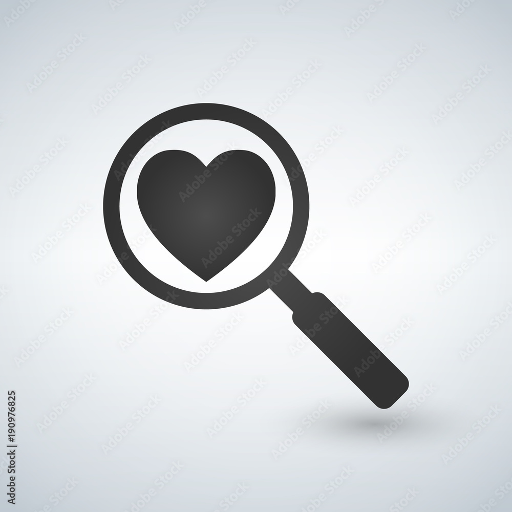 heart search icon on white background, vector illustration. heart search icon on white background, vector illustration.