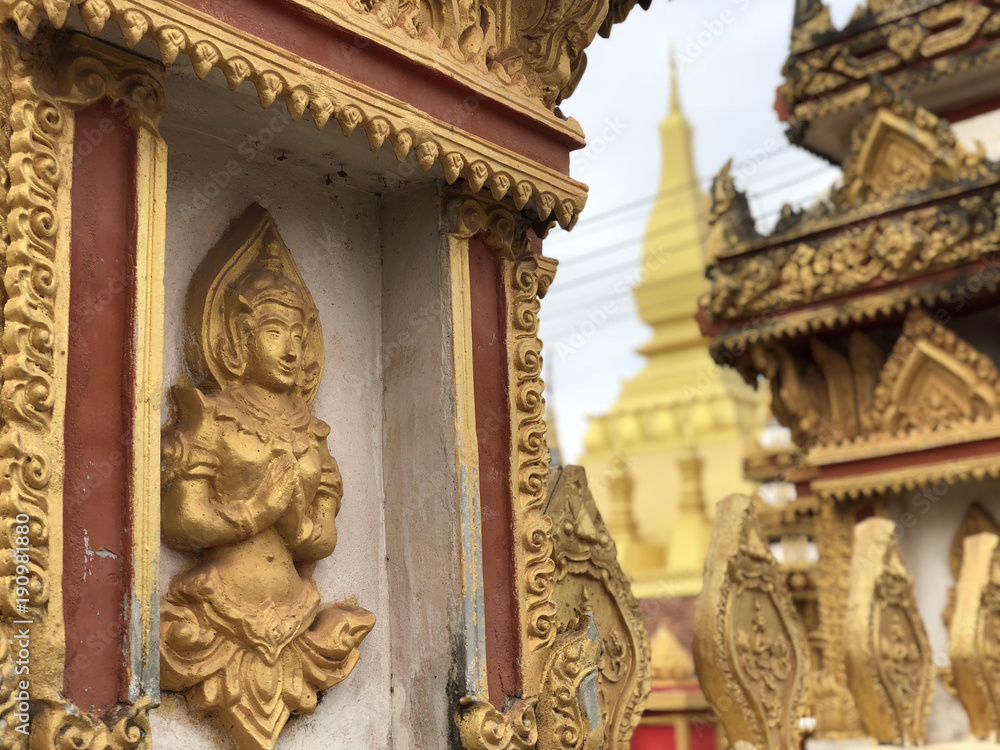 Gold Buddhist stupa Pha That Luang Gold Buddhist stupa Pha That Luang