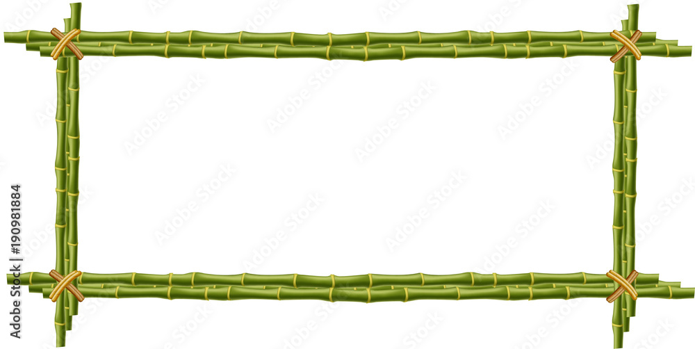 Bambusowy mockup, granica, szablon, fotografii rama na białym tle. <span>plik: #190981884 | autor: Ekaterina</span>