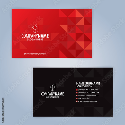 Red and Black modern business card template, Illustration Vector 10