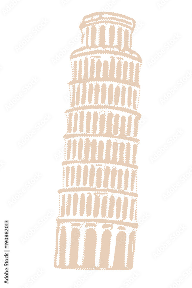 The Leaning Tower of Pisa. Vector illustration