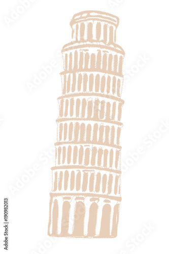 The Leaning Tower of Pisa. Vector illustration