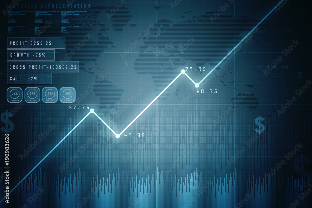 2d rendering Stock market online business concept. business Graph 2d rendering Stock market online business concept. business Graph