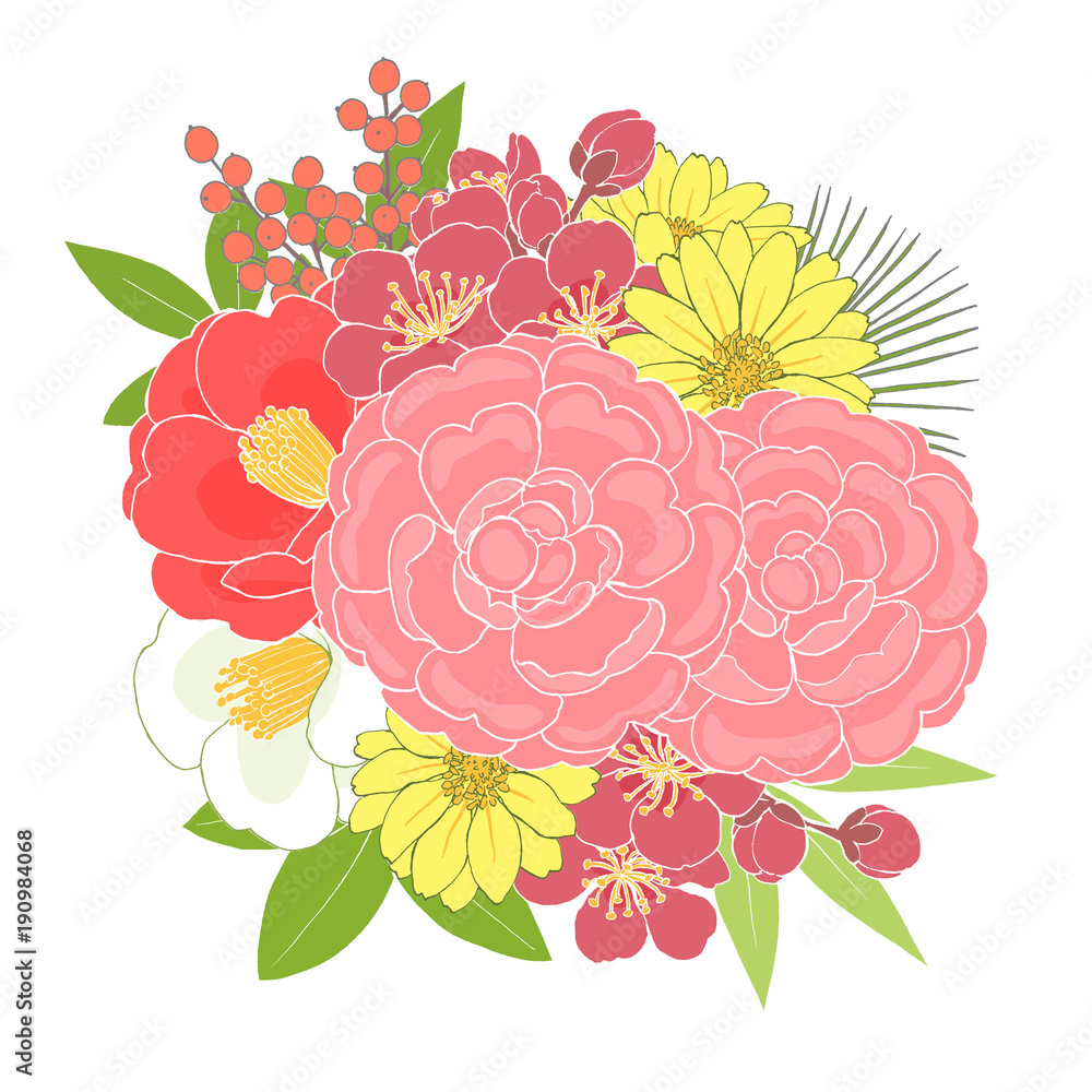 お正月の花の束 Stock イラスト Adobe Stock お正月の花の束 Stock イラスト Adobe Stock