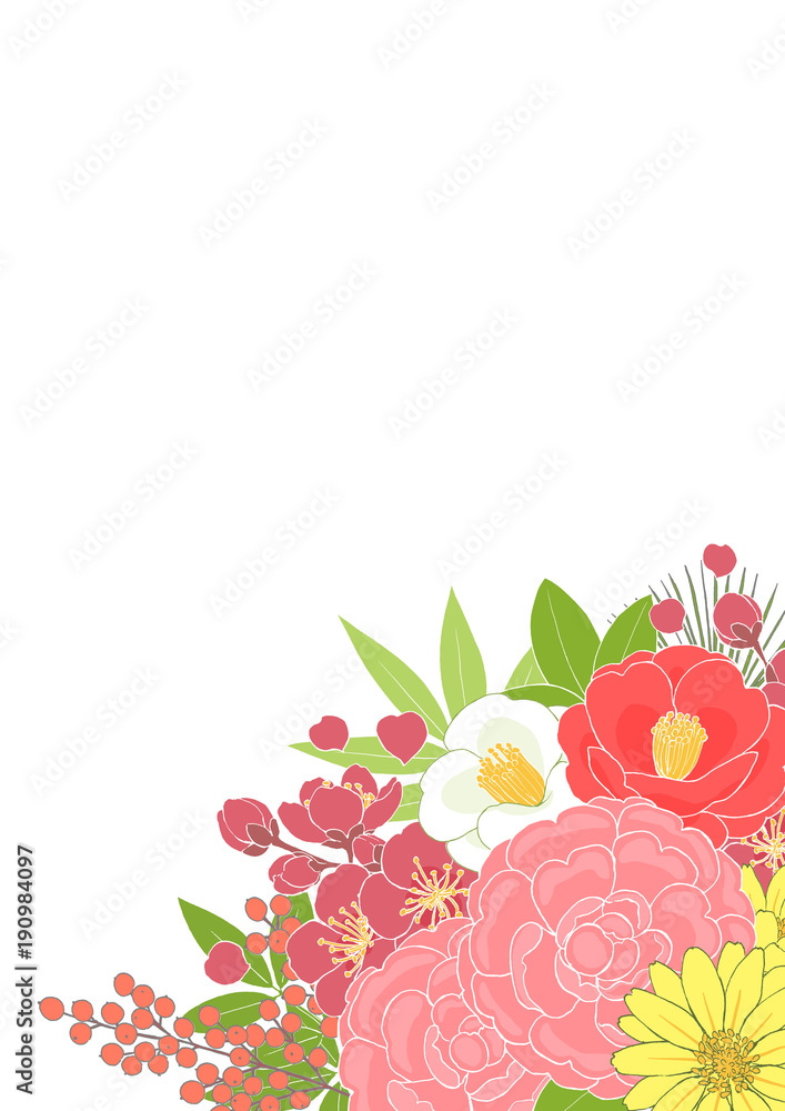 お正月の花 背景タテ Stock イラスト Adobe Stock