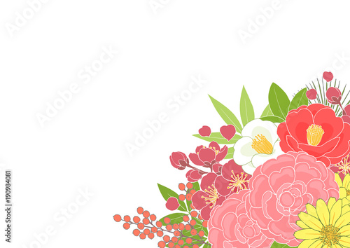 お正月の花 背景ヨコ Stock イラスト Adobe Stock