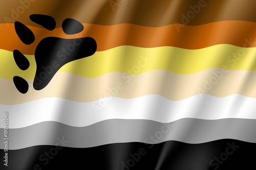 International bear brotherhood waving flag, gay movement, realistic icon. Vector illustration of a colorful element