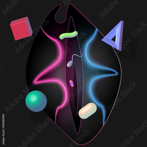 Pop art love neon and shadow vector illustration