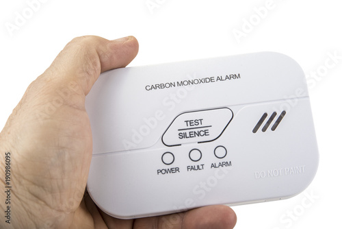Carbon monoxide alarm for safe sleep on white