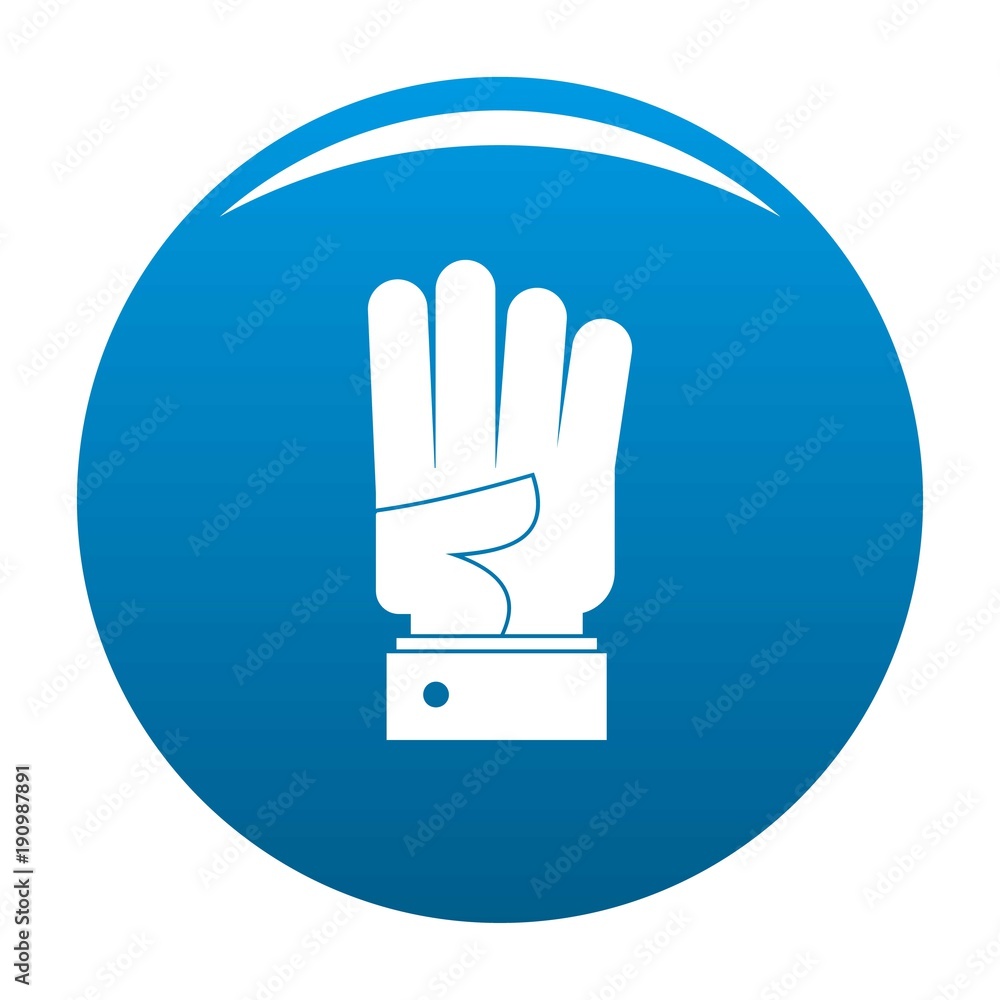 Hand four icon vector blue circle isolated on white background Hand four icon vector blue circle isolated on white background