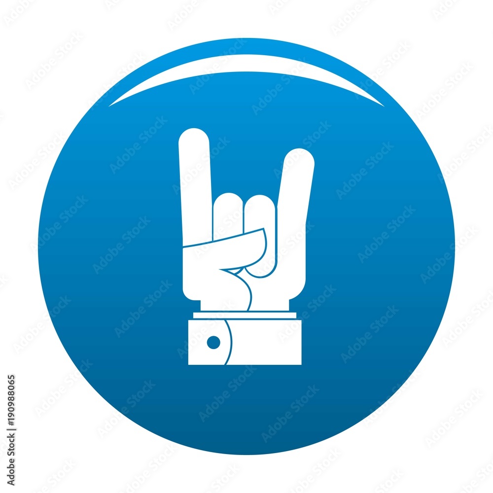 Hand rock icon vector blue circle isolated on white background Hand rock icon vector blue circle isolated on white background