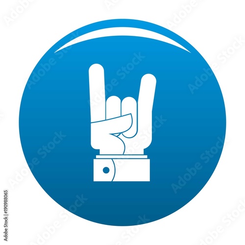 Hand rock icon vector blue circle isolated on white background 