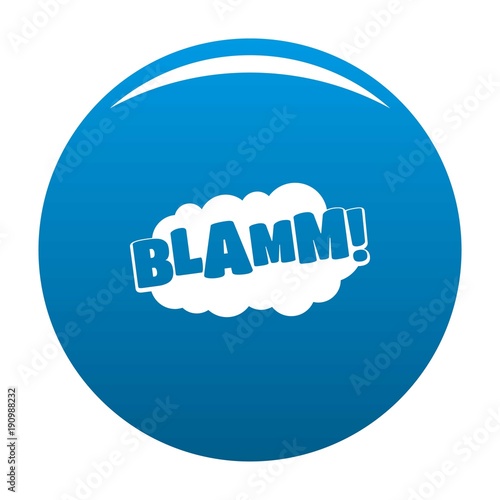 Comic boom blamm icon vector blue circle isolated on white background 