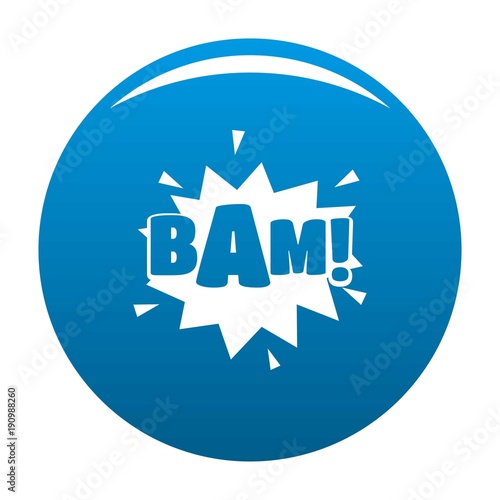 Comic boom bam icon vector blue circle isolated on white background 