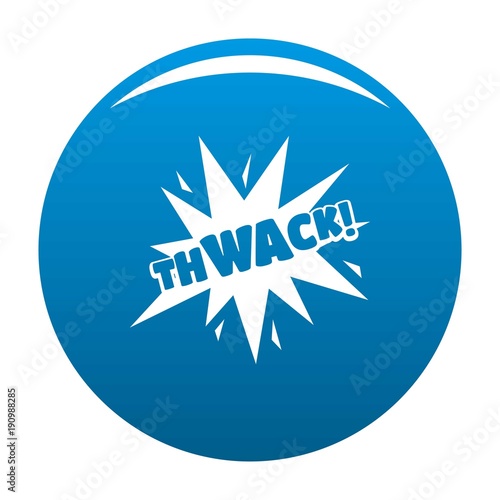 Comic boom thwack icon vector blue circle isolated on white background 