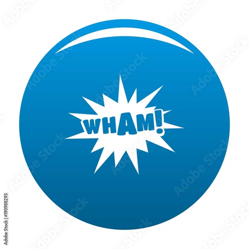 Comic boom wham icon vector blue circle isolated on white background 