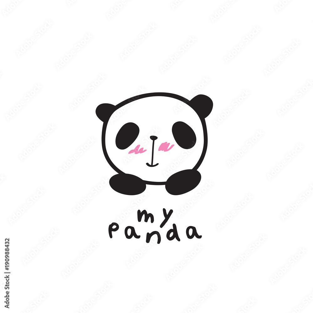 Baby panda face logo template. Doodles, sketch for your design. Vector. Baby panda face logo template. Doodles, sketch for your design. Vector.