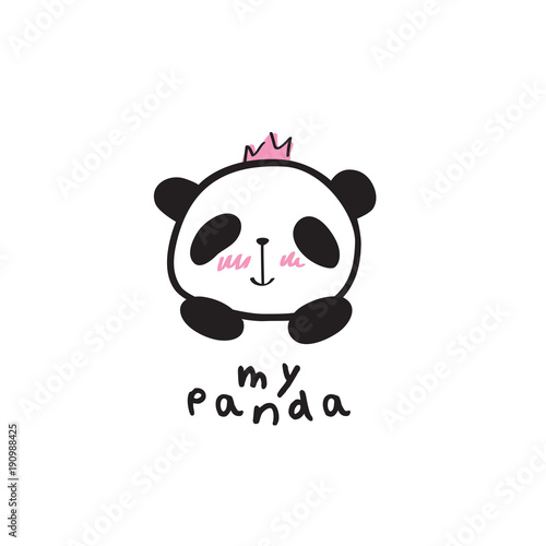 Fototapeta Naklejka Na Ścianę i Meble -  Baby panda face logo template. Doodles, sketch for your design. Vector.