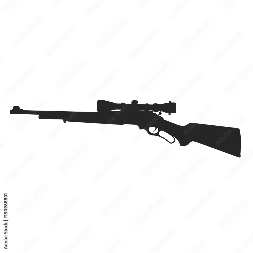 Silhouette of sniper rifle with backsight on white background Silhouette of sniper rifle with backsight on white background
