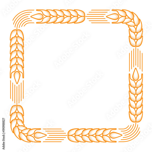 Square frame with border made of ears of wheat
