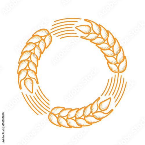 Round frame with border made of ears of wheat