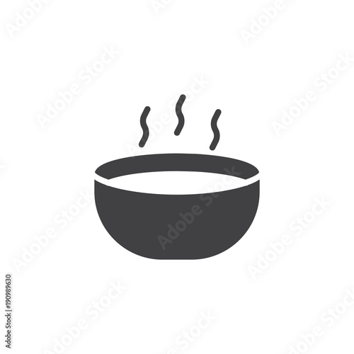Hot soup bowl icon vector, filled flat sign, solid pictogram isolated on white. Symbol, logo illustration.