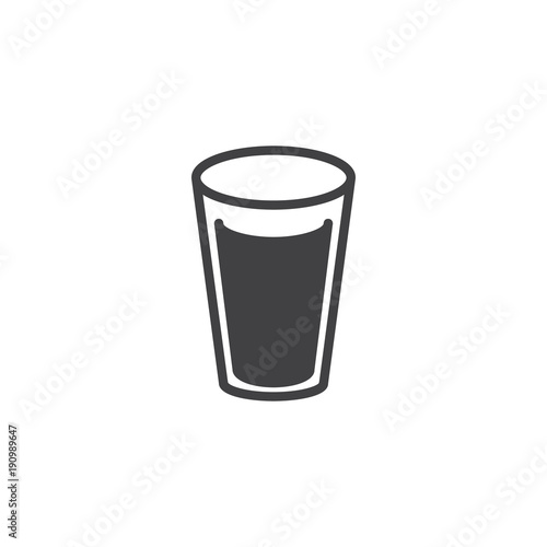 Milk glass icon vector, filled flat sign, solid pictogram isolated on white. Glass of water symbol, logo illustration.