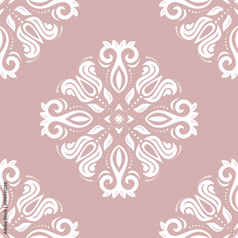 Orient vector classic white pattern. Seamless abstract background with vintage elements. Orient background