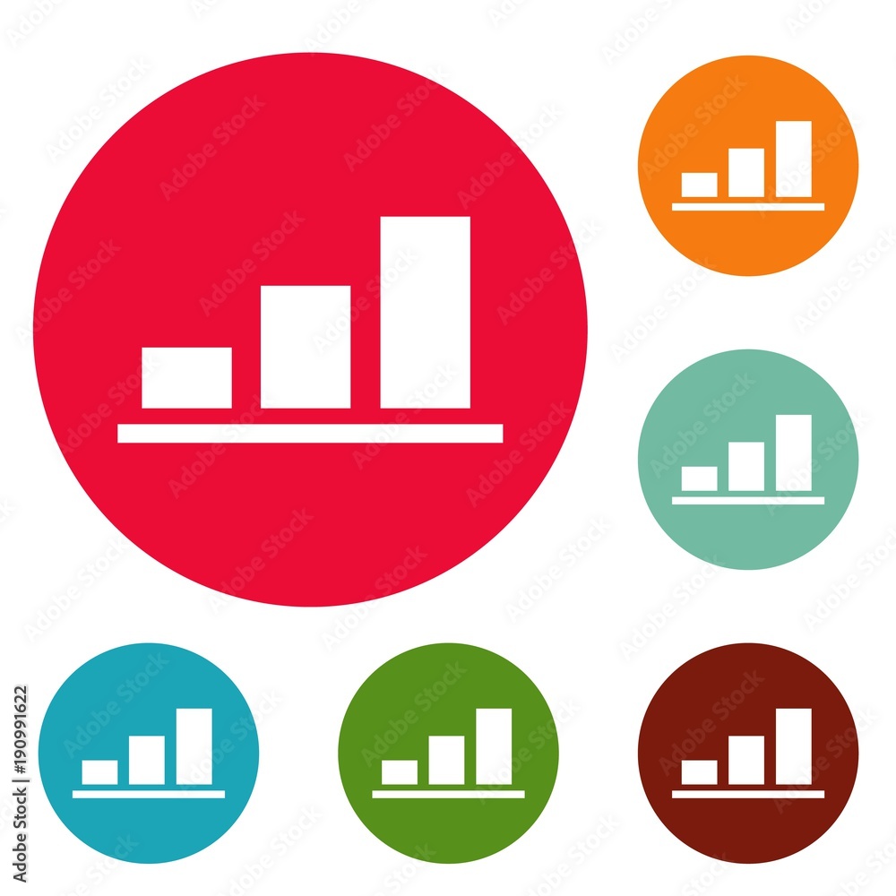 Chart icons circle set vector isolated on white background Chart icons circle set vector isolated on white background