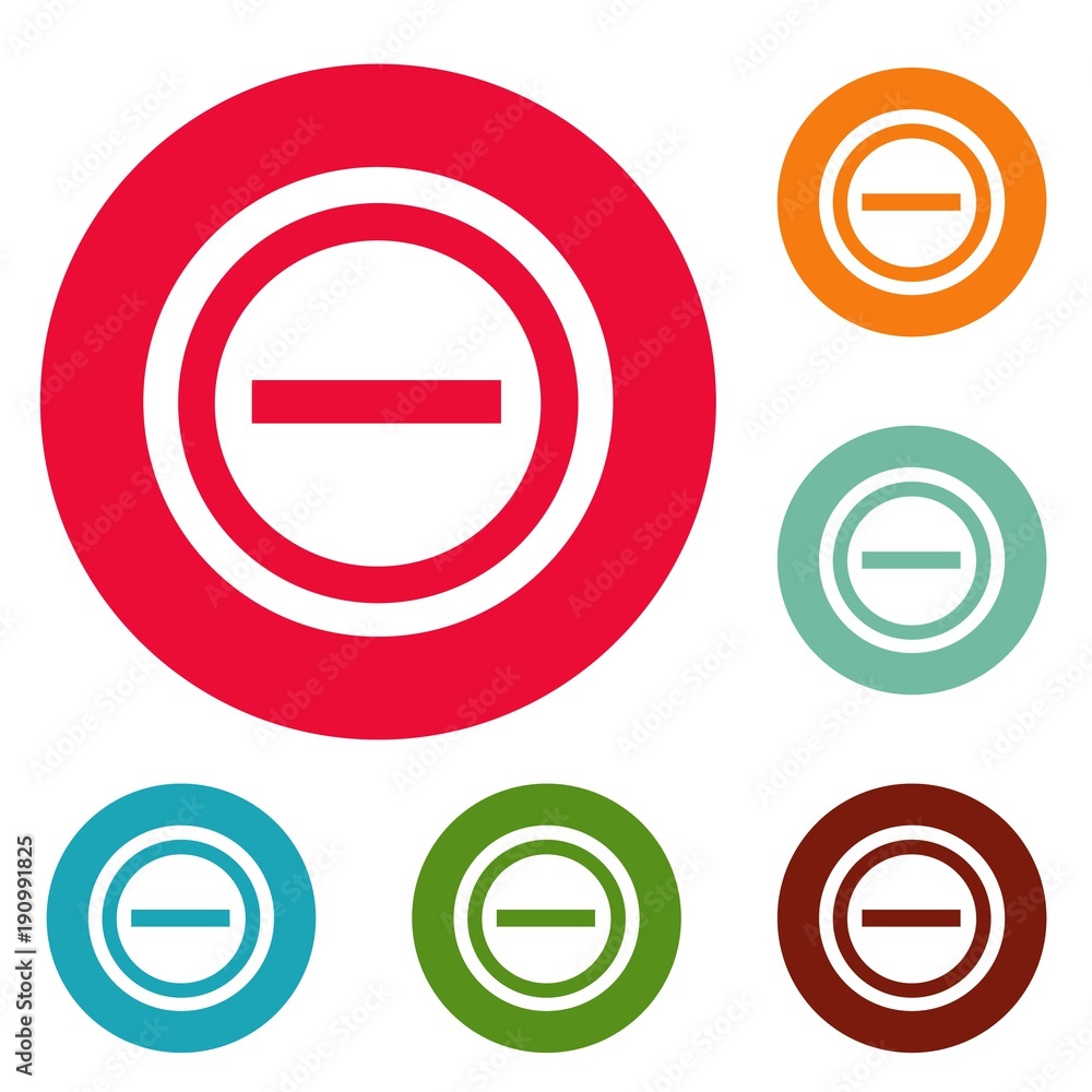 Minus icons circle set vector isolated on white background Minus icons circle set vector isolated on white background